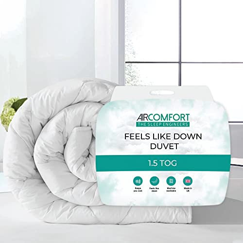 Air Comfort 1.5 Tog Feels Like Down Summer Bliss - Anti Allergy Cool Hollowfibre Bed Duvet for Warm Sleepers - Double