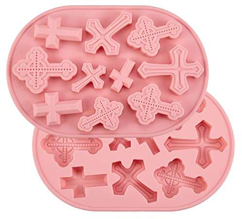UR URLIFEHALL 2 stampi in silicone di grado alimentare in resina a croce per fondant per fare torte, cioccolato, caramelle, biscotti, sapone, artigianato