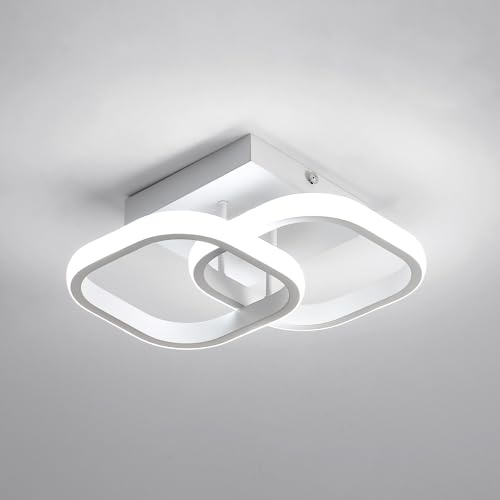 Pheashine Lámpara de Techo LED Moderno, Luz de Techo Cuadrada Simple 220V, 22W Plafón LED Techo de Acrílico Blanco para Dormitorio, Sala de Estar, Comedor, Cocina, Pasillo (L23.5*W23.5*H9.5CM)