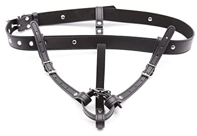 PIIKNUO Cintura di Castità da Donna in pelle Mutandine Masturbazione Imbracatura Cinghia su dildo SM Fetish Schiavi Costumi Erotici Bondage Cinghia su dildo Costumi Erotici