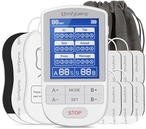Comfytemp TENS Unit Muscle Stimulator, FSA HSA Eligible Dual Channels TENS Machine for Pain Relief, Electronic Pulse Massager for Back, Period Cramps, Neck, Sciatica, 24 Modes