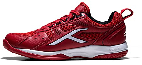 Hundred Raze Non-Marking Professional Badminton Shoes for Men | Material: Faux Leather | Suitable for Indoor Tennis Red White