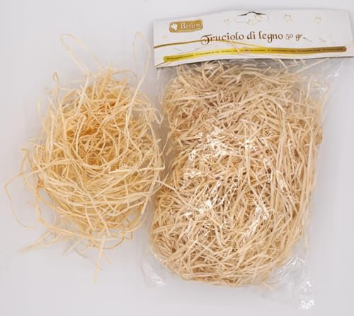 Moretti® TRUCIOLO Legno per Decorazioni Cesti Natalizi | in Legno Naturale | Imballo di Legno Essiccato | (50 Grammi)