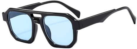 LJCZKA Gafas de Sol Doble Puentes Retro Para Mujeres y Hombres, 70s Estilo Vintage Piloto Gafas Protectoras UV400