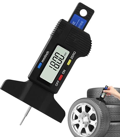 XIAOXIAOYU Misuratore di profondità digitale per pneumatici, misuratore di profondità per pneumatici, con display digitale, ad alta precisione, portatile per auto, biciclette, camion