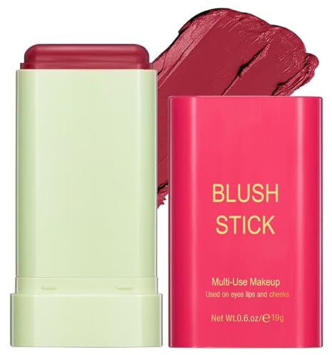 GMaxit Multi-Use Makeup Blush Stick,Beauty Solid Moisturizer Stick,Waterproof Natural Nude Makeup,Tinted Solid Moisturizer Stick for Eyes Lips Cheek(2#Hot Red)