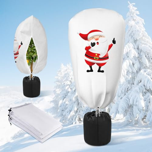 TOKIISHE Protection hivernale pour plantes en pot, 90 x 110 cm, décoration hivernale, couverture non tissée, protection contre le gel, plantes chaudes en hiver, sac en toile de jute pour olivier,