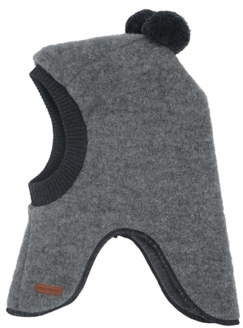 maximo GOTS MINI-Schlupfmütze, 2 Pompons, Wollfleece kbT, Jersey KBA Made in Germany Wollfleece