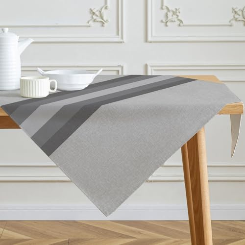 Kiatuniya Tovaglia Quadrata Strisce Grigio Chiaro Tavolo Centrotavola Moderna Tovaglie Copri Tavolo da Interno Elegante per Cucina Ristorante Giardino Esterno Feste 85 x 85 cm