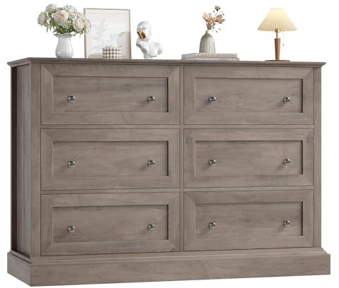 FOREHILL Kommode mit 6 Schubladen Sideboard 120cm breit Schubladenschrank aus Holz Komodenschrank für Schlafzimmer Wohnzimmer Flur 120 x 42,5 x 82,5 cm