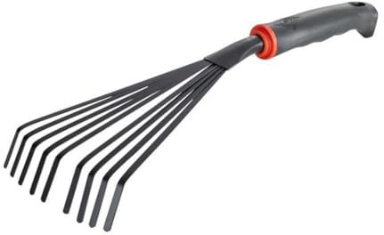 BOWTONG Râteau manuel de jardinage pour feuilles, petit râteau de jardin, râteau manuel de jardinage robuste avec poignée ergonomique et trou de suspension, outils de pelouse et de cour