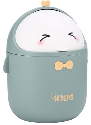 Cestino Spazzatura Piccolo, Piccola Pattumiera da Tavolo, Mini Piccola Pattumiera con Coperchio, in Stile Cartone Animato per Casa, Salotto, Cucina, Camera da Letto(Verde)