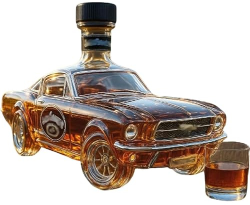 Whiskey Decanter, 400ml Racing Car Decanter, Stopper Classic Vintage Sports Car Design for Men, Creative Glass Bottle Decoration for Home Bar Drinking Party A