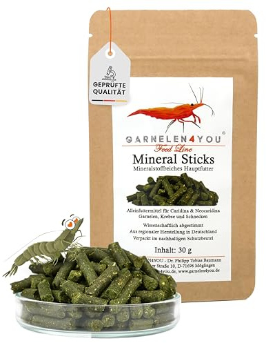 GARNELEN4YOU® Mineral Sticks - mineralienreiches Hauptfutter für Garnelen, Krebse und Schnecken - Premium Garnelenfutter mit erhöhtem Mineralstoffanteil - Made in Germany (30 g)