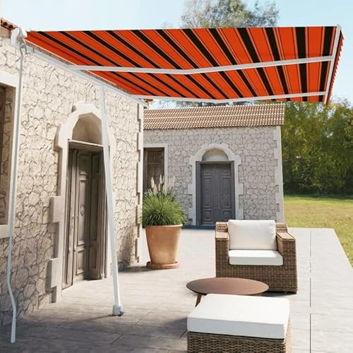 Golvmarkis infällbar handdriven 350 x 250 cm – pulverlackerad aluminium och 100 % polyestertyg med PU-beläggning – perfekt för terrass, trädgård eller balkong – robust och väderbeständig