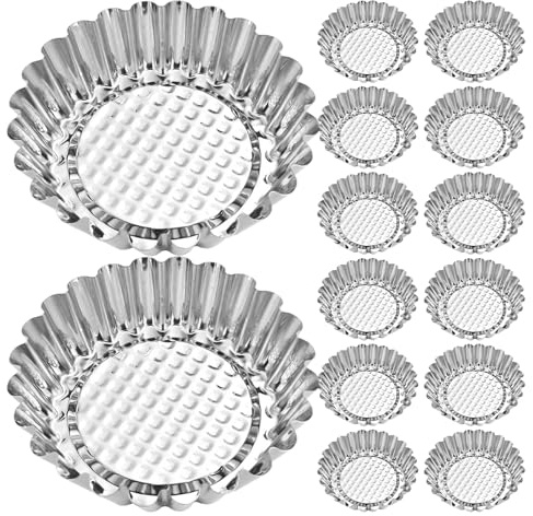 TOMETURE 20 Stampi per Crostata All’uovo in Acciaio Inossidabile, Mini Tortine Antiaderenti, Facili da Pulire, per Cottura, 20 Pezzi