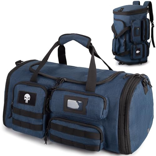 Bolsa de Gimnasio expandible para Hombre, Bolsa táctica 3 en 1 con Compartimento para Zapatos, Resistente al Agua, Ideal para Deportes y Viajes de Fin de Semana.