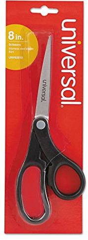 Universal UNV92010 8.5 in. Long 3.75 in. Cut Length Stainless Steel Office Scissors - Black Offset Handle