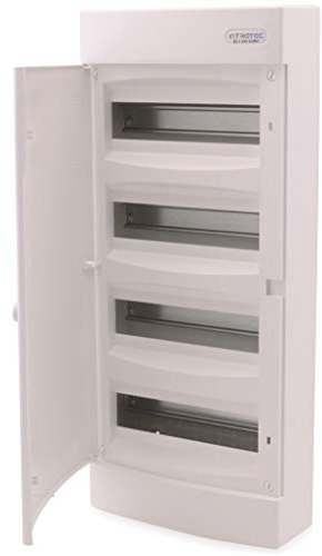 Intratec Sicherungskasten Aufputz, IP40 – Verteilerkasten Gehäuse innen, Verteilerkasten mit weißer Tür für Trockenraum-Installation, 4-reihig, 48 Module, 653 x 287 x 112 mm, Weiß