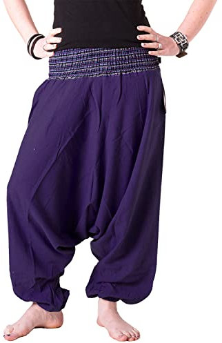 Vishes - Haremshose mit gestreiftem oder farbigem Bund - Unisex - Alternative Bekleidung für Damen und Herren