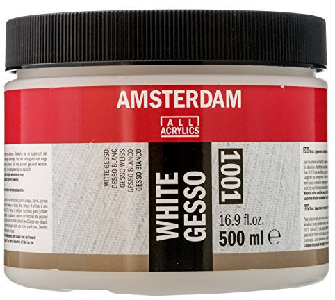 Amsterdam Primer - White Gesso 1001-500 ml Jar - Versatile Acrylic & Oil Paint Base - Absorbent Surface - Mixable & Waterproof - Ideal for Canvas, Wood, & More