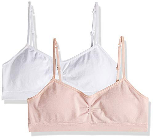 Hanes Girls Seamless Foam Bra (Pack of 2), Budding Pink Heather/White, Medium