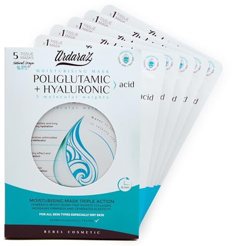 Ardaraz Moisturizing Sheet Mask with Hyaluronic Acid and Polyglutamic Acid. Face Masks Beauty for Deep hydration with instant effect. Vegan Face Mask Set 5 pcs