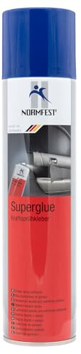 Normfest Super-Glue transparenter Kraftsprühkleber mit hoher Soforthaftung, geruchsarm, für Kunststoff, Schaumstoff, Holz, Metall, temperaturbeständig 400ml