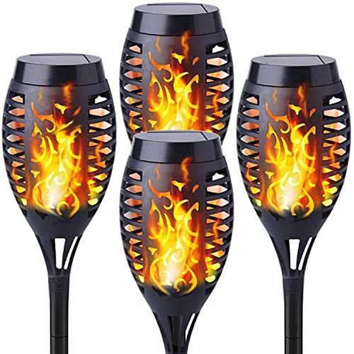 Yohencin Solar Lights for Garden, Flame Effect Solar Torch Waterproof Solar Powered Flickering Dancing Lighting for Outdoor Garden Ornament Patio Pathway Yard Driveway (4 Pack)