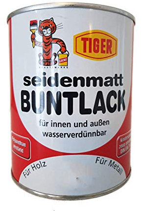 5 x 0,375 L Tiger Buntlack Seidenmatt Innen/außen Wasserverdünnbar Dunkelgrün 1,875 L