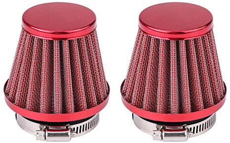 ETOPARS 2 X Rot Motorrad Luftfilter Universeller Motorrad Lufteinlassfilter Kit 48mm 49mm 50mm Auto Ansaugluftfilter Luftfilterinduktion Vergaser Offroad