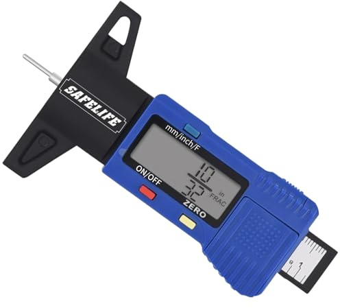 SAFELIFE Tire Tread Depth Gauge, Digital Tire Tread Depth Gauge LCD Display Professional for Motorcycles,Cars,Trucks,Vans,SUV,Accurate Reading Tyre Tread Depth Gauge 32/32 inch/0-1/25.4 mm