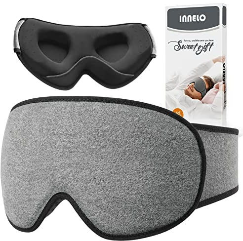 INNELO Sleep Mask, Ultra Soft Breathable Eye Mask for Sleeping with Adjustable Strap, Comfortable Wearing, Sleeping Mask for Men,Women and Kids, for Travel, Shift Work, Travel,Grey