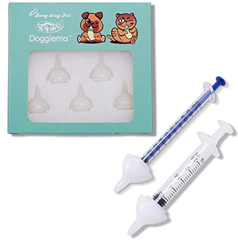 Bubble milk bowl Aufzuchtflasche Katzen Silikon Nippel mit Spritze für Neugeborene Kätzchen, Welpen, Eichhörnchen Haustier nippel (5 mini weiß Nipple+ 3 Spritzen)