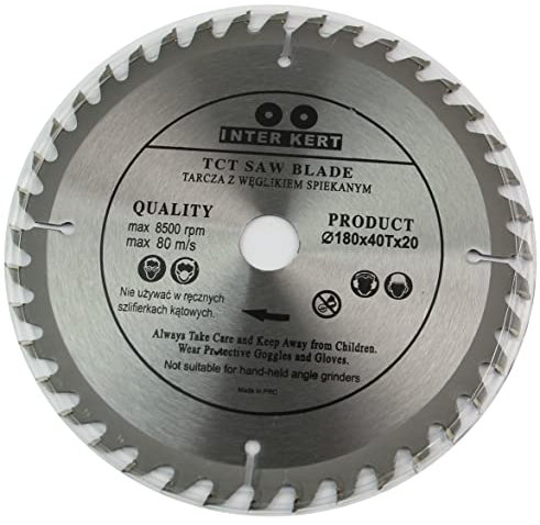 Lama per sega circolare di alta qualità, 180 x 20 mm, 40 denti, per legno