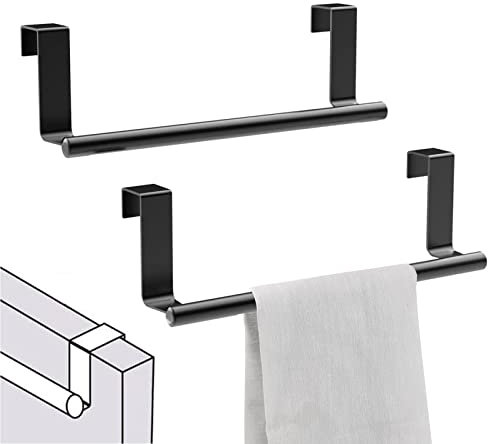 Yoaeyok 2 Pezzi Porta Asciugamani da Appendere alle Anta, Porta Strofinacci Portasciugamani Sopraporta, Appendini Strofinacci Cucina Senza Forare, Porta Asciugamani in Acciaio Inox per Cucina e Bagno