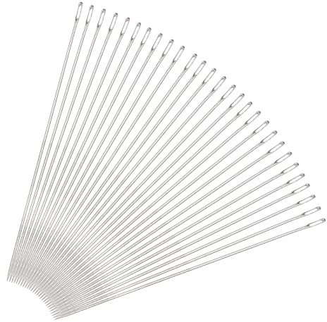 sourcing map Agujas de Abalorios 51mm 30uds, Hilos de Coser Finos Largos Rectos de Acero Inoxidable