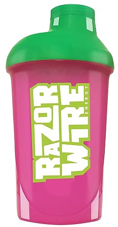 RAZOR WIRE ENERGY Retro Shaker Bottle, 500ml Protein Shaker Dishwasher, Microwave and Freezer Safe - Fusion