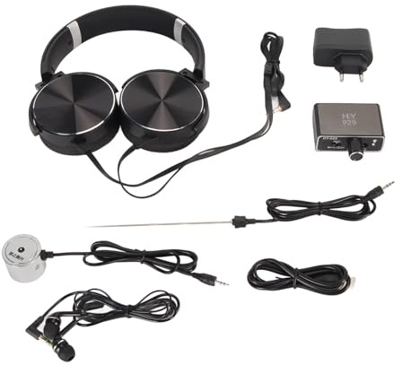 Pyhodi Kit Rilevatore Perdite d'Acqua, Tester per Monitoraggio Perdite Acqua Ad Alta sensibilità con Cuffie Auricolari, sensibilità 70 Ddb, Amplificazione 20000X, Doppie Sonde,