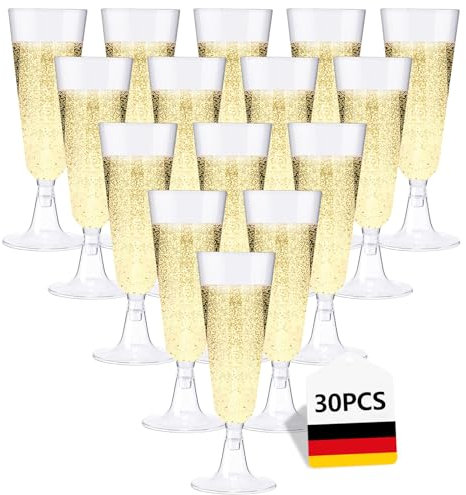 Lutranstra 30 Stück Sektgläser Plastik, Weingläser, Sektgläser Einweg