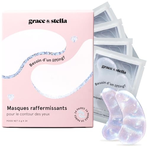 grace & stella Peptide Under Eye Patches with Niacinamide & Rice Extract - Firming Eye Masks for Dark Circles and Puffiness - Mothers Day Gift Bags - Vegan, Cruelty-Free (White, 24 Pairs)