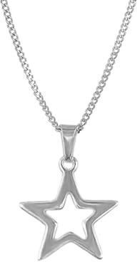 IMINI - Collar de gargantilla simple y delicado con forma de estrella hueca para mujeres y niñas, de acero inoxidable chapado en plata, colgante de estrella minimalista Y2K, joyas de regalo de fiesta