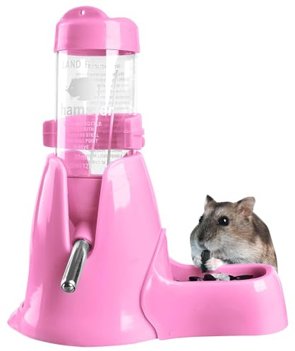 Bottiglietta Acqua Criceto, 80ml Bottiglia d'Acqua e Contenitore del Cibo per Animali Piccoli Distributore Automatico di Acqua per Criceti, Porcellini d'India, Cincillà, Furetti (pink, S)