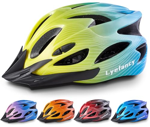 Kids Bike Helmet, Lyefancy Kids Helmet for 3-14 Years Old Boys Girls, Children Adjustable Helmet 50-59cm for Bicycle Scooter Skating Cycling with Visor (Green)