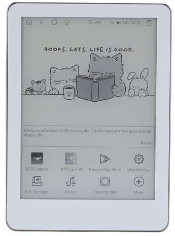 Yanmis Lector de Libros Electrónicos con Pantalla Táctil de 6 Pulgadas, 4GB LPDDR3 64GB EMMC 300PPI Lector de Lector con Luz de Lectura, Material ABS, 11, 1072x1448 Resolución, Diseño (White)