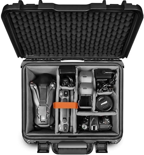 LEKUFEE Wasserdichter Hartschalen-Tragekoffer mit gepolsterten Trennwänden für DJI Mavic 4 Pro, Air 3S, Mini 4 Pro Drohne, teilweise Sony/Canon/Nikon Kamera und Objektive sowie Zubehör
