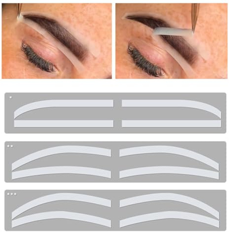 6 Paires Autocollants Auxiliaires Tatouage Sourcils - Gabarits A/B/C, Silicone Hygiénique Jetable, Outil Professionnel Microblading Semi-Permanent pour Artistes (6 paires d'autocollants pour sourcils)
