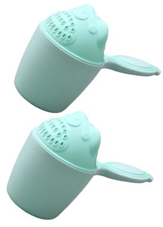 Beaupretty Baby Bath Rinse Cup 2pcs Blue Pp Shampoo Rinser for Toddlers and Babies, Cartoon Style, Protects Face and Eyes while Rinsing Hair during Bath Time
