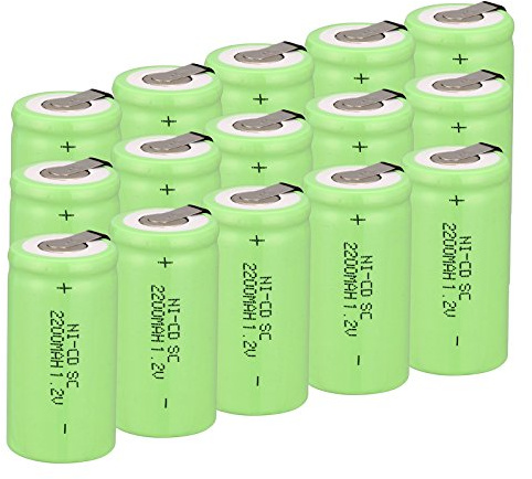 anmas rucci Odstore Ni-Cd Rechargeable C Battery Sub C 1.2V 2200mAh Batteries C Size 16-Pack (Green)