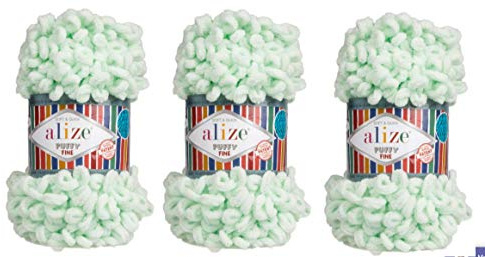 Alize Puffy Fine Yarn Baby Blanket Yarn Lot of 3skn 300gr 48yds 100% Micropolyester Soft Yarn Hand Knitting Yarn Super Chunky Bulky Woven Worested Yarn (464)